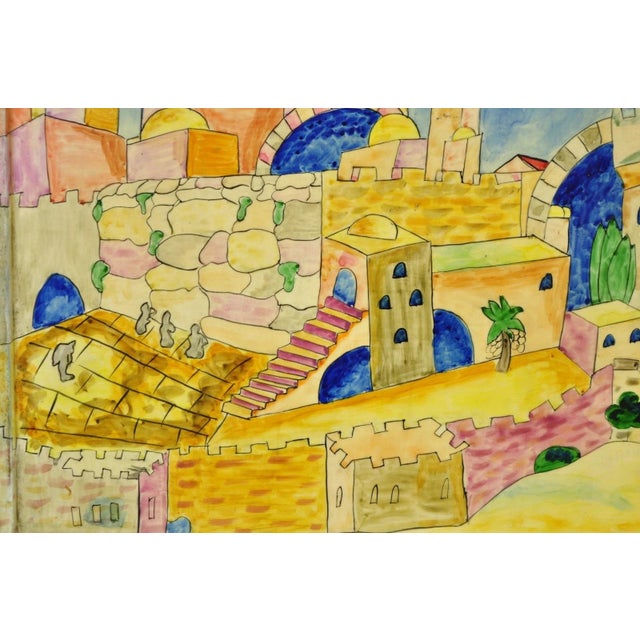 Wood Vintage Yair Emanuel Judaica Hand Painted Wood Challah Board Made in Israel For Sale - Image 7 of 14