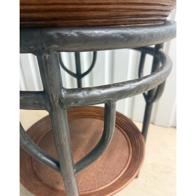 Wood Vintage Crespi Style Split Reed Rattan Tray Table For Sale - Image 7 of 12