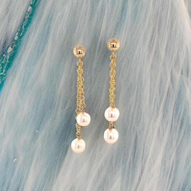 Akoya Pearl Earrings 14k Yellow Gold Certified For Sale - Image 4 of 14