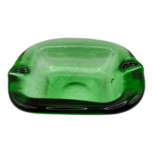 Vintage Emerald Art Glass Ashtray, Handblown Catchall Bowl, Mid Century Decor