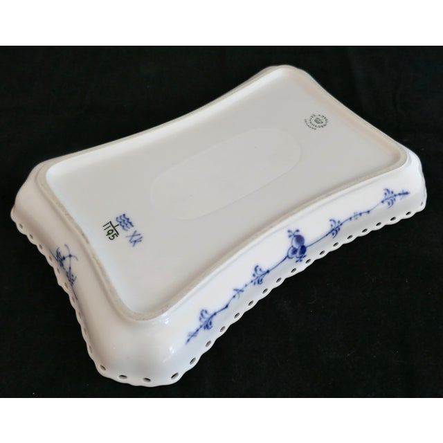White Royal Copenhagen Blue Fluted Full Lace Porcelain Tray For Sale - Image 8 of 9