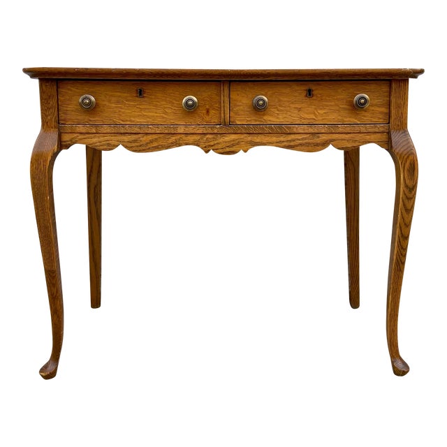 Antique Tiger Oak Queen Anne Style Sofa Console Hall Table Sideboard