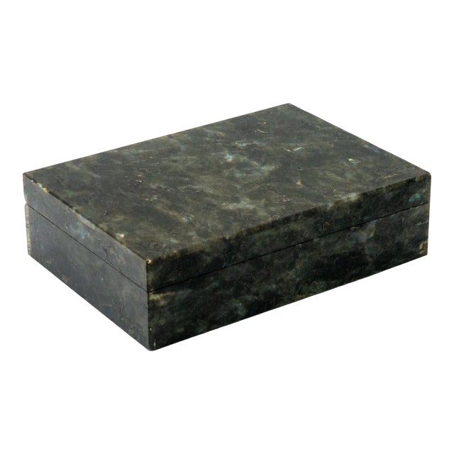 Labradorite Semi Precious Stone Box with Hinged Lid For Sale
