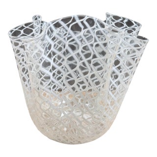 Fulvio Bianconi/Paolo Venini for Murano Large Fazzoletto Art Glass Vase For Sale