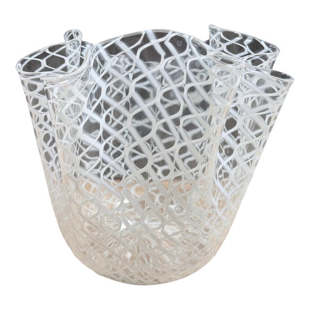 Fulvio Bianconi/Paolo Venini for Murano Large Fazzoletto Art Glass Vase For Sale