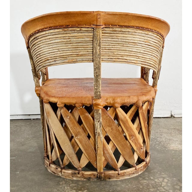 Wood Vintage Mexican Cedar Wood and Leather Equipale Lounge Chair For Sale - Image 7 of 12