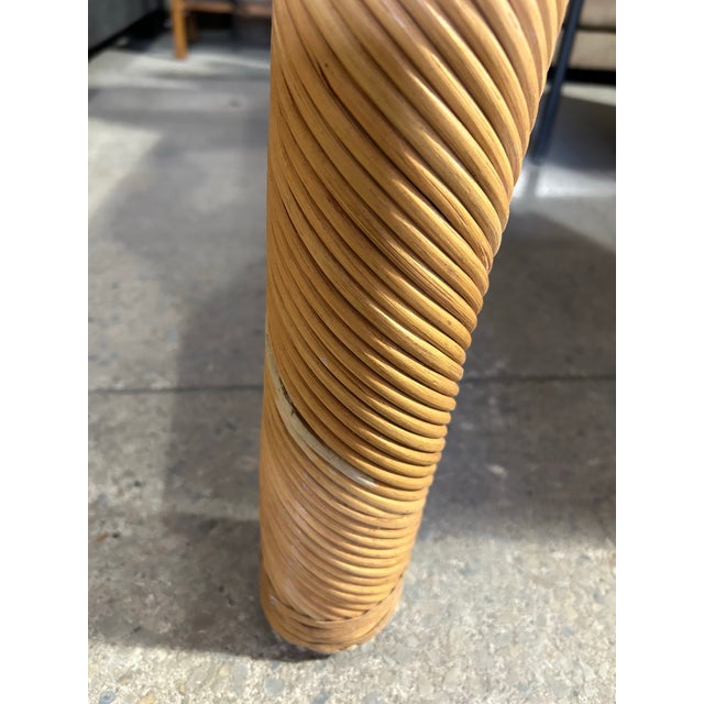 Wood Vintage Pencil Reed and Glass Console or Sofa Table For Sale - Image 7 of 10