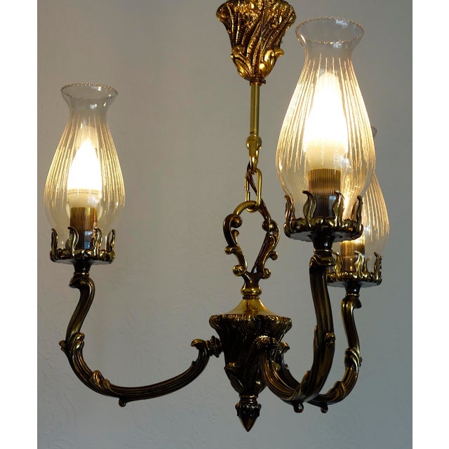 Art Deco Brass and Glass Chandelier by Bruno Chiarini, 1940s For Sale - Image 10 of 12