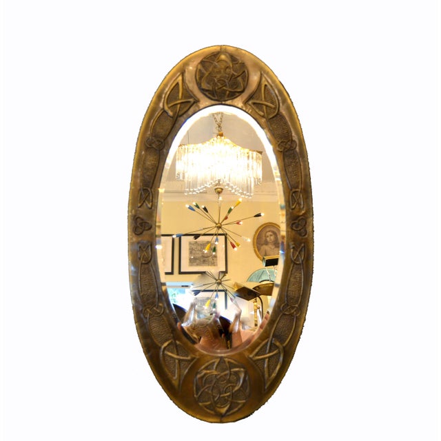 Arts And Crafts Celtic Knot Design Oval Bronze Wall Mirror From