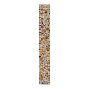 1930s Multicolor Floral Dots Folk Art Antique American Hooked Rug 2' X 15'8" Handknotted Wool Carpet