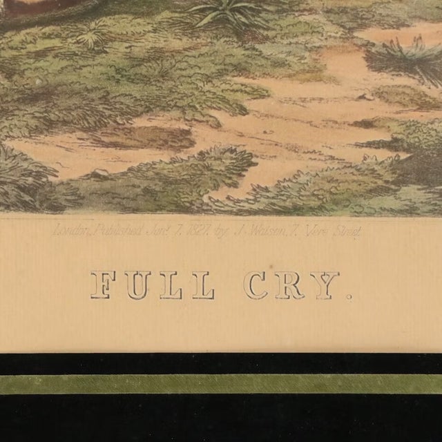 Early 19th Century Vintage Hand-Tinted Fox Hunt Print "Full Cry" Framed For Sale - Image 5 of 11