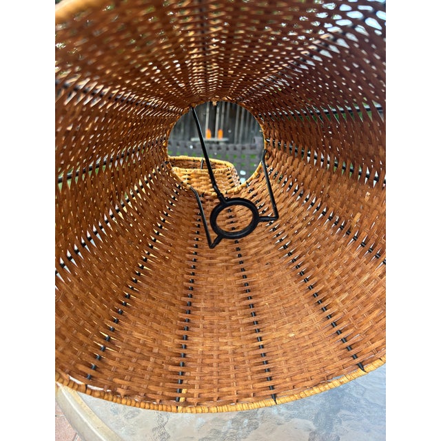 Wicker/Rattan and Wire Lampshades- a pair that date to the 1950's. They are heavy gauge wire and the rattan only has one...