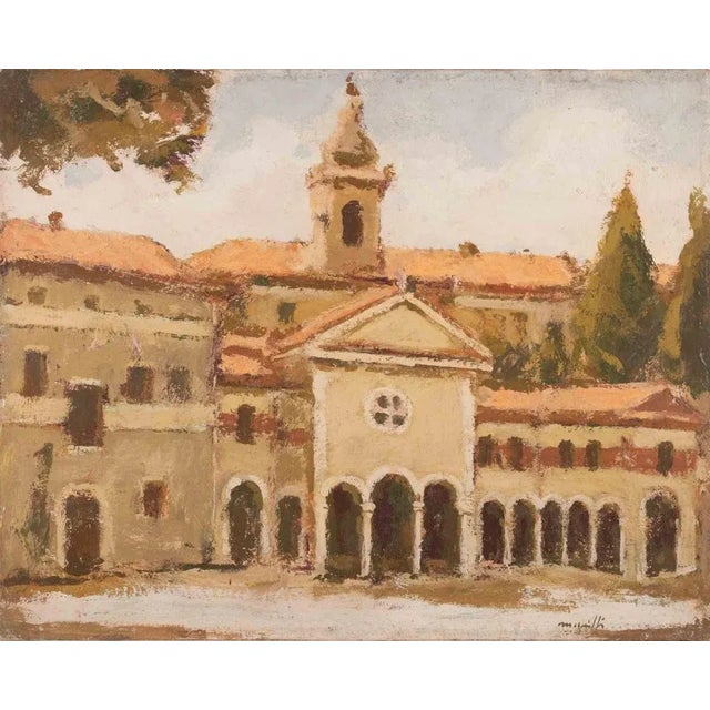 Franco Marzilli, View of Santuario della Madonna\., Oil Painting, 1970s For Sale - Image 6 of 6