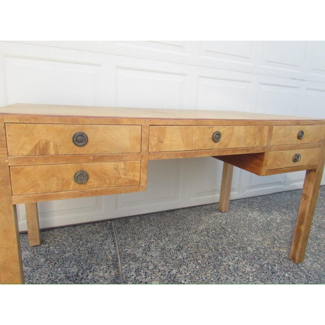Mid-Century Modern Italian Burl Olive Wood Desk For Sale - Image 9 of 18