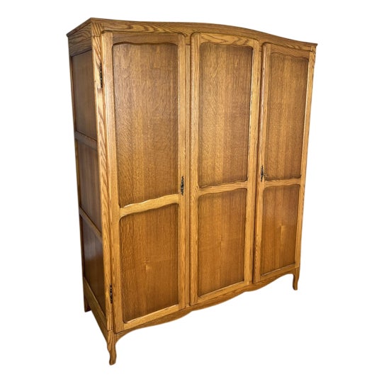 Vintage French Louis XVI Style Wardrobe in Oak For Sale