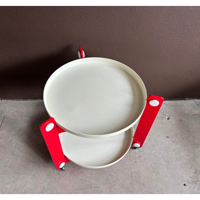 Guzzini Serving Trolley in Red and White by Luigi Massoni for Guzzini, 1970s For Sale - Image 4 of 5