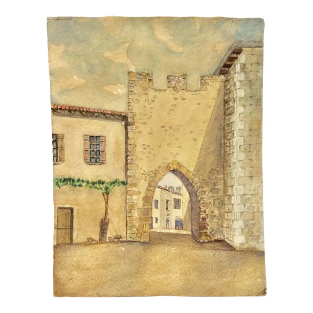Mid 20th Century French Watercolor Painting For Sale