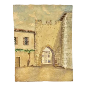 Mid 20th Century French Watercolor Painting