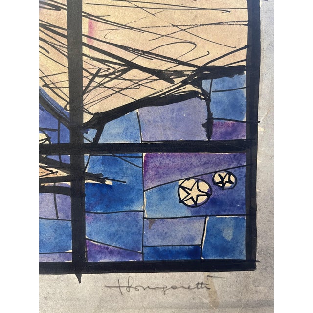 Modern Longaretti, Angels in Prayer, Mixed Media on Cardboard For Sale - Image 3 of 8