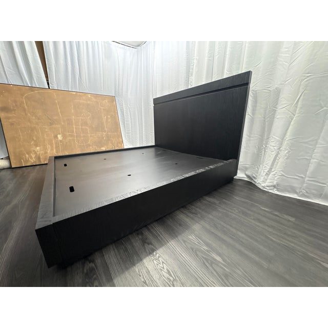 Rh Bezier Panel Bed — King Black Oak | Bronze Accents | 56" Headboard For Sale - Image 11 of 18