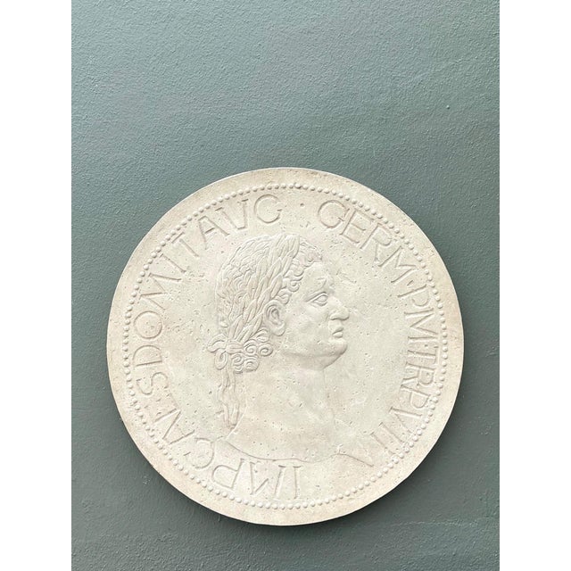 Vintage Roman Emperor Plaster Medallion For Sale - Image 12 of 15