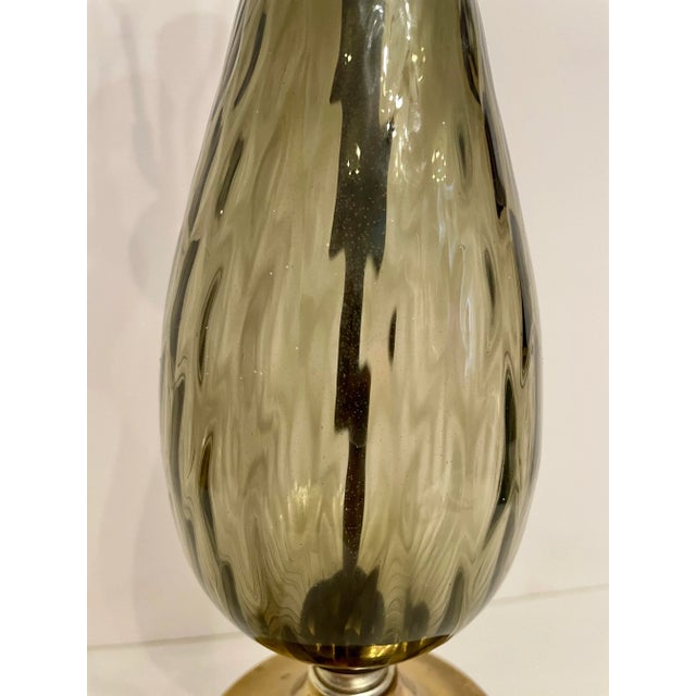 Metal Vintage Grey Glass Table Lamp For Sale - Image 7 of 8