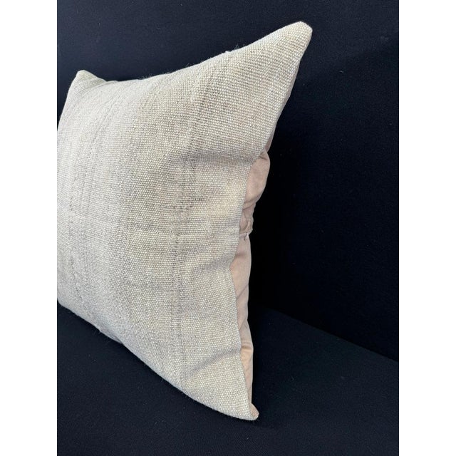 Turkish Hemp Pillow Cushion Natural Beige Pillow Cushion Cover 24x24 For Sale - Image 4 of 4