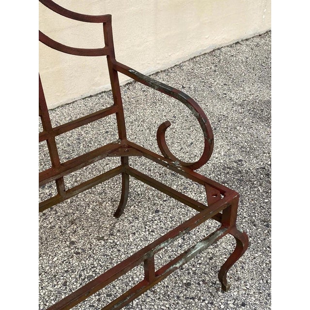 Red Vintage French Art Nouveau Style Leafy Vine Cast Aluminum Garden Patio Bench For Sale - Image 8 of 10