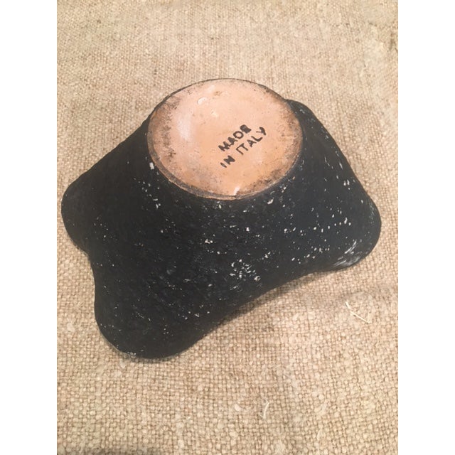 Mid 20th Century Vintage Black Italian Handkerchief Pottery Bowl For Sale - Image 5 of 7