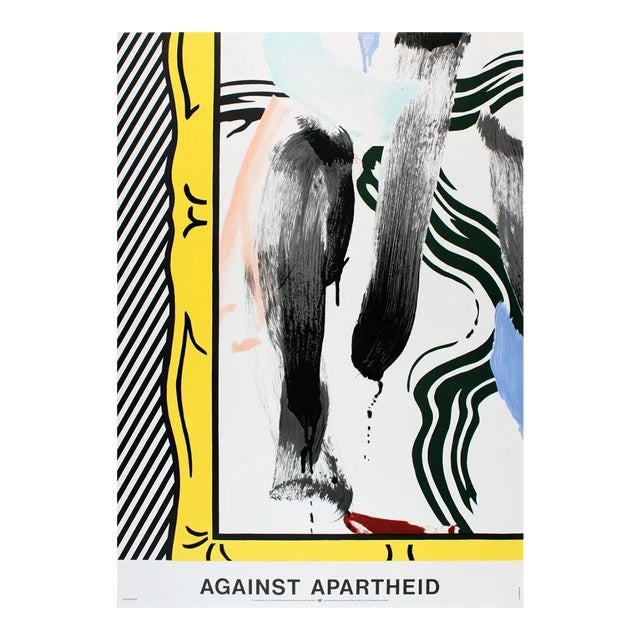 1983 Roy Lichtenstein 'Against Apartheid' Pop Art Black & White,Yellow,Gray,Blue France Lithograph For Sale