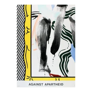 1983 Roy Lichtenstein 'Against Apartheid' Pop Art Black & White,Yellow,Gray,Blue France Lithograph