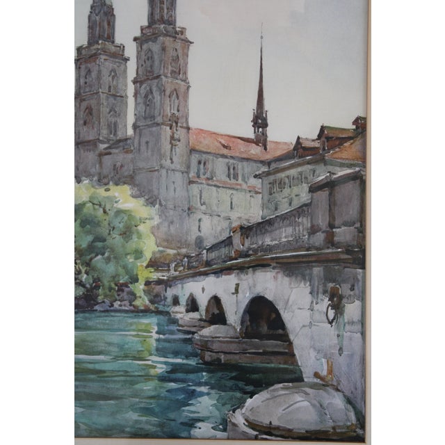 French Provincial Nicolas Markovitch Lithograph Zurich, Grossmunster For Sale - Image 3 of 6
