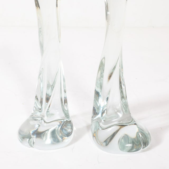 Pair of Signed Renato Anatra Transparent Sculptural Murano Glass Candlesticks For Sale - Image 13 of 17
