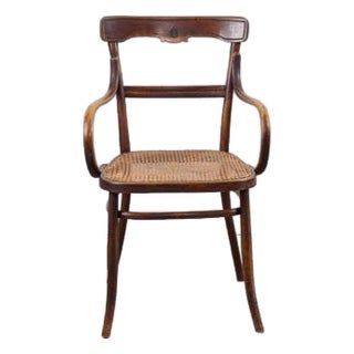 Antique Edwardian Bentwood Occasional Chair With Hand Tied Cane Seat For Sale