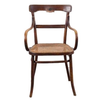 Antique Edwardian Bentwood Occasional Chair With Hand Tied Cane Seat For Sale