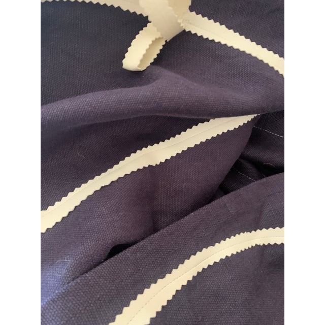 Navy Blue Tied Ribbons on Heavy Linen Panel For Sale - Image 8 of 12