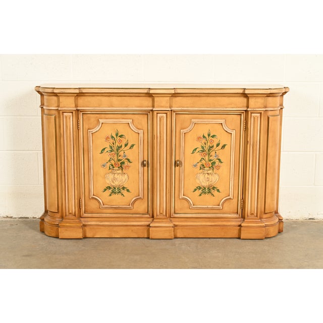 Henredon French Regency Louis XVI Hand Painted Console or Bar Cabinet For Sale - Image 13 of 13