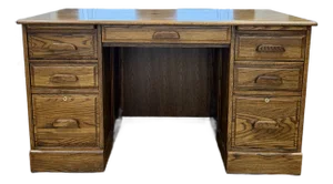Vintage Winners Only Oak Executive Pedestal Desk With Pull-Out Writing Shelves
