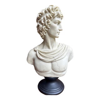 Vintage Hand Painted Faux Marble Bust Sculpture For Sale