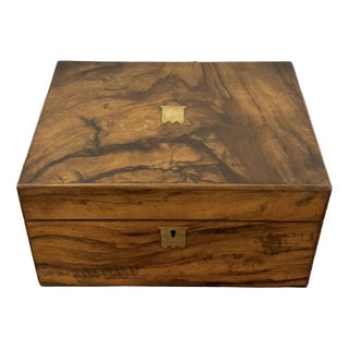 Antique Victorian Figured Walnut Writing Slope, 1860 For Sale