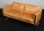 Hans J. Wegnr two seat sofa in original patinated nature leather. Frame of stainless steel\. Model Ch102, made by Carl...