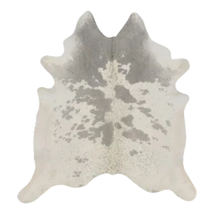 Rug & Kilim’s Cowhide Rug in Silver-Gray and White Tones