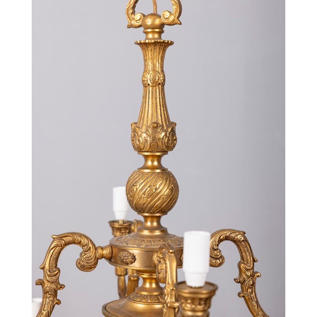 20th Century Classic Twelve-Light Gilded Bronze Chandelier, 1950s For Sale - Image 10 of 16