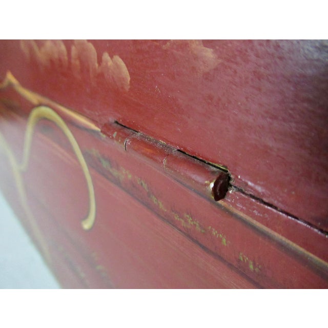 Anglo-Indian, Asian Hand-Crafted & Painted Large Lidded Storage/Chest With Brass Hardware For Sale - Image 17 of 18