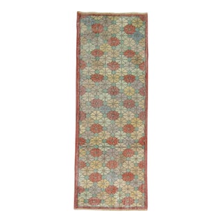 Floral Vintage Turkish Deco Runner - 2'8" x 7'1" For Sale