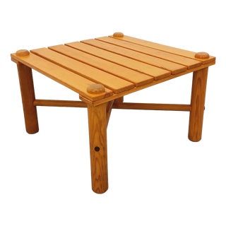 Vintage Square Coffee Table in Pine, 1970s For Sale
