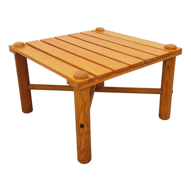 Vintage Square Coffee Table in Pine, 1970s For Sale