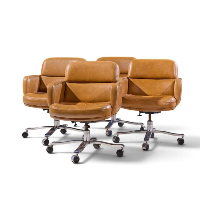 Mid-Century Modern Nicos Zographos Mid Century Desk Chairs - Set of 4 For Sale - Image 3 of 12
