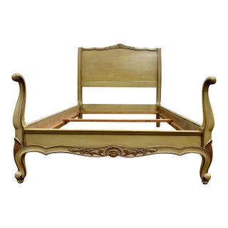 Vintage Twin Size French Provincial Louis XVI Style Carved Bed For Sale