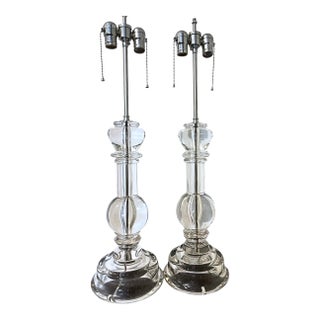 1950s Mid Century Archimede Seguso Murano Glass Lamps - a Pair For Sale